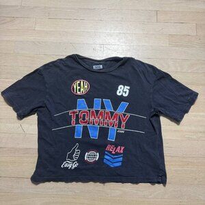 Vintage Tommy Jeans "NY Tommy 85 Yeah Relax" Graphic Crop Tee S/P Distressed